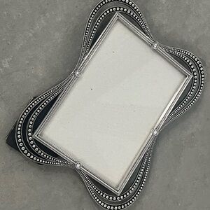 Antiqued Silver Colored Metal and Rhinestone 5x7”Picture Frame.